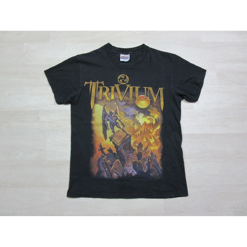 Trivium Band Youth T-Shirt (L) Vintage Y2K Double Sided Graphic "The Crusade"